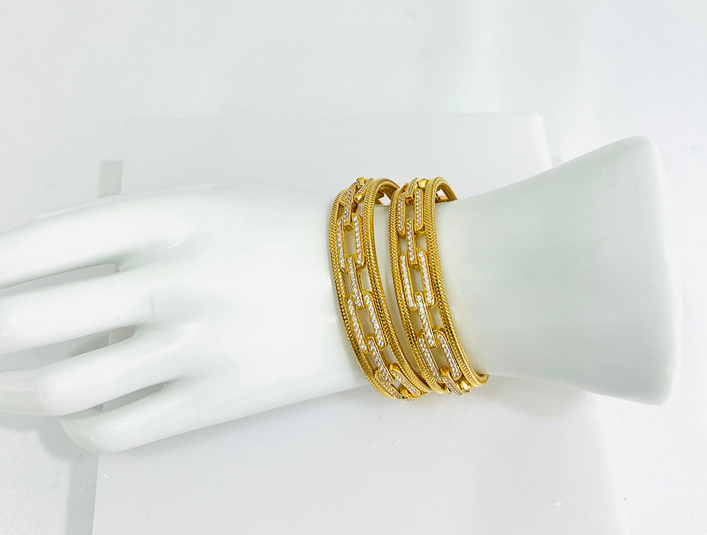 21k Gold Himo Link Cuff Bracelet