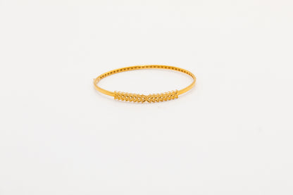 21K Gold Simple Leaf Bangle Bracelet