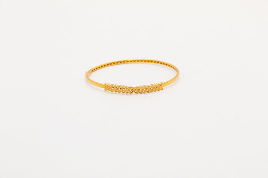 21K Gold Simple Leaf Bangle Bracelet