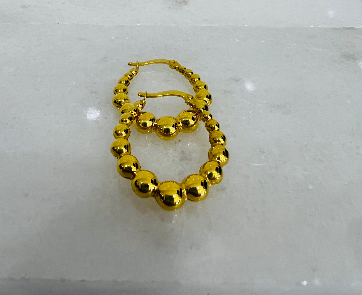 21k Gold Bubble Hoop Earrings