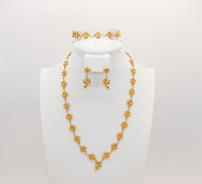 21k gold olive leaf set