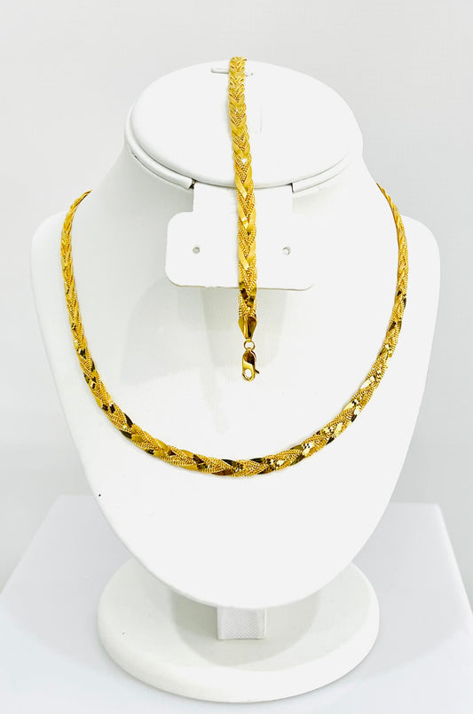 21k Gold Braided Necklace Half Set