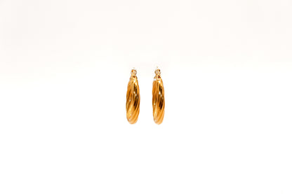 21k gold small rope Hoop earrings