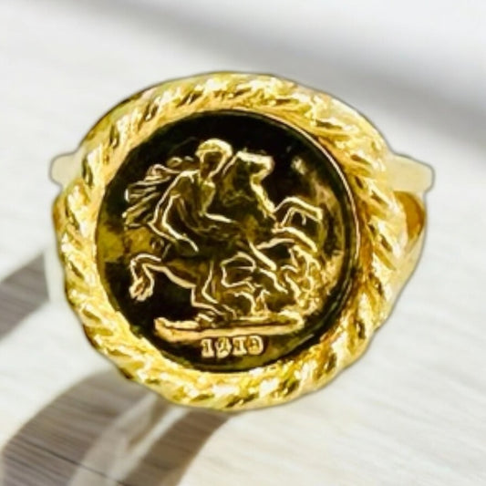 21k Gold Himo Coin Ring