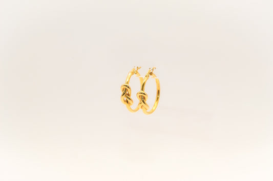 21K Gold Knot Hoop Earrings