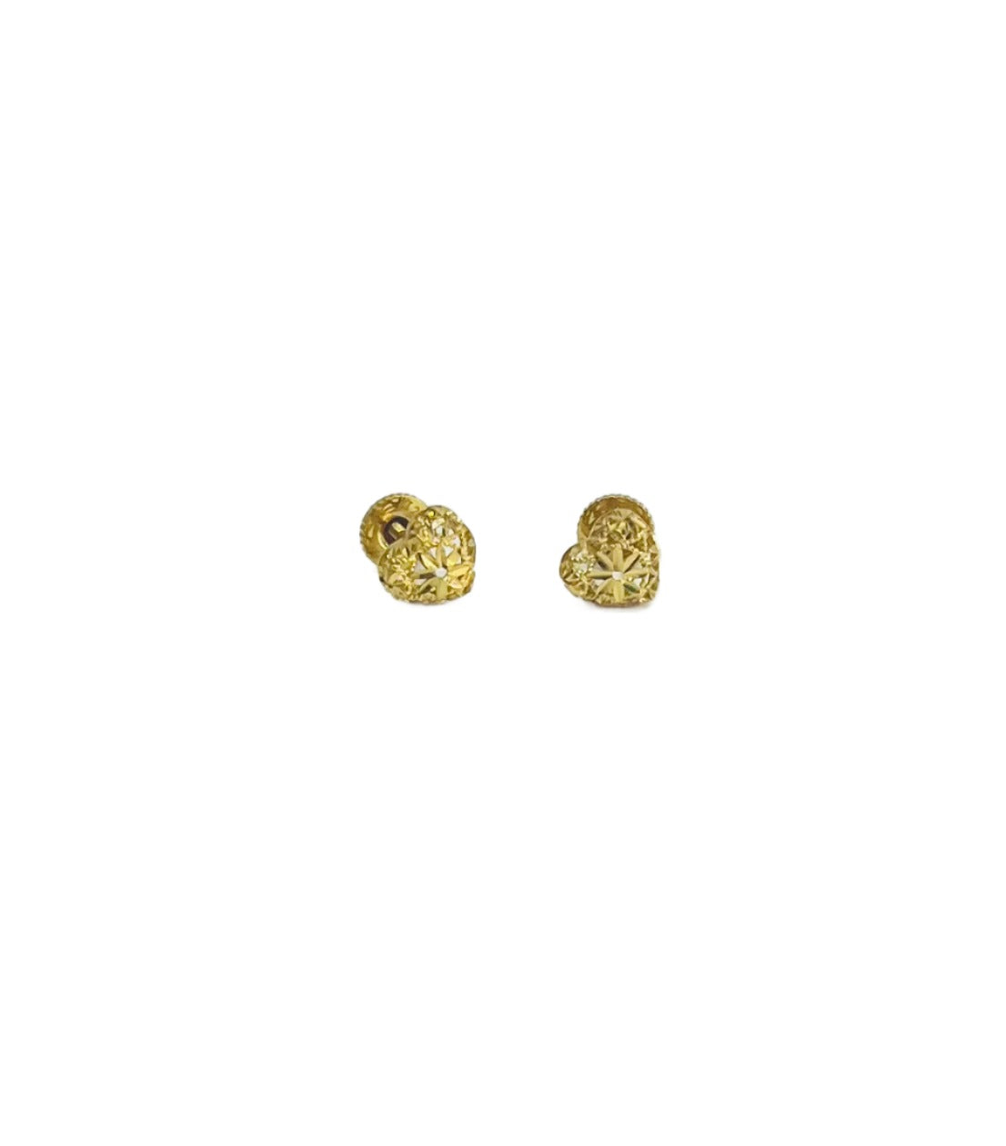 21k Gold Heart screw Back Earrings