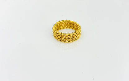 21k Gold Himo Triple Row Bead Ring