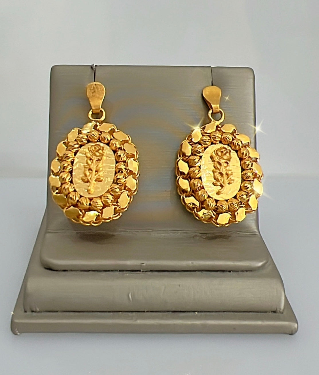 21k Gold Himo Post Rose Earrings