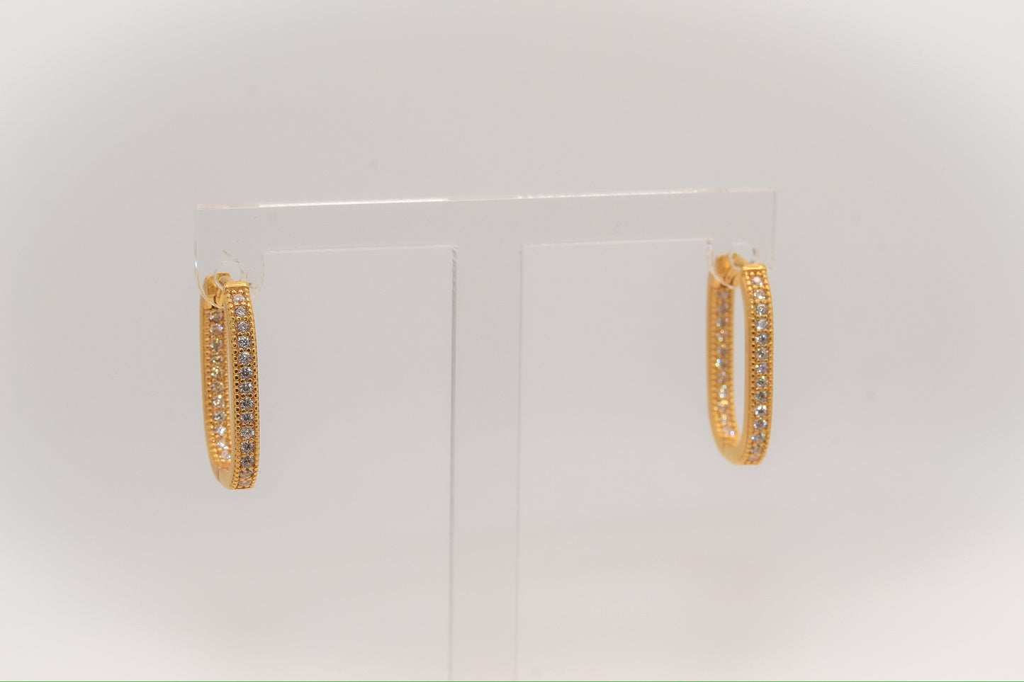 21k Gold Studded Inside Out Square Small Huggies