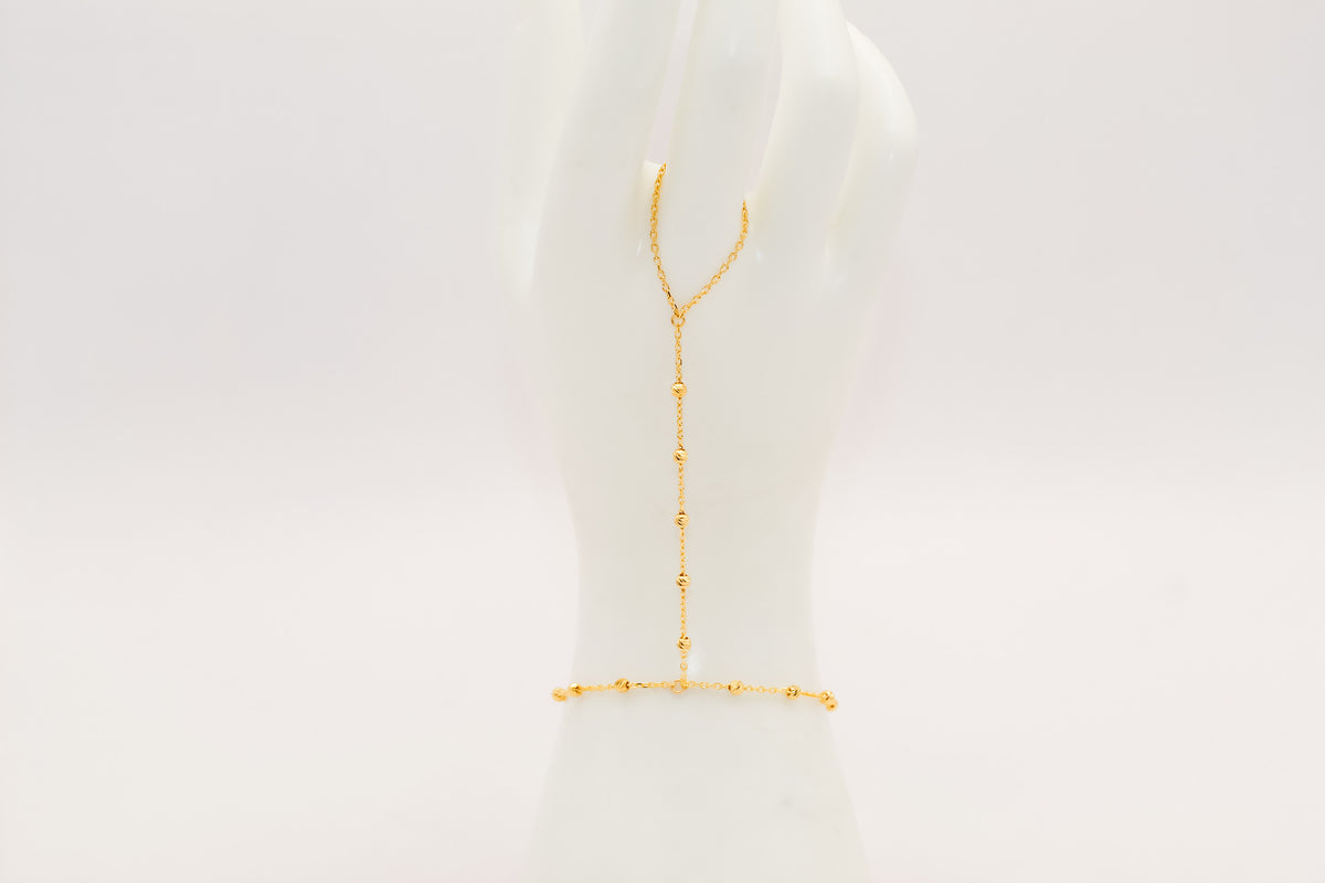 21k gold beaded hand bracelet