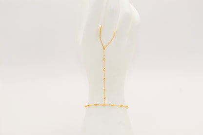 21k gold beaded hand bracelet