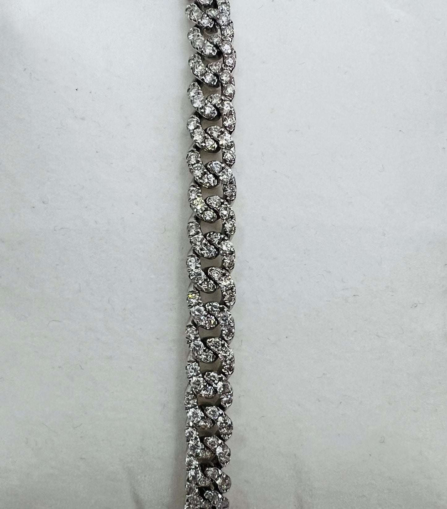 14k White Gold Diamond Cuban Link Bracelet