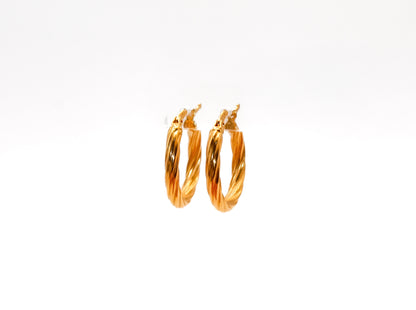 21k gold small rope Hoop earrings