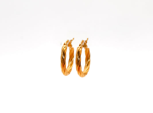 21K Gold Small Rope Hoop Earrings