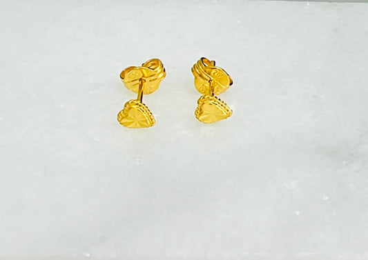 21k Gold Mini Heart Earrings
