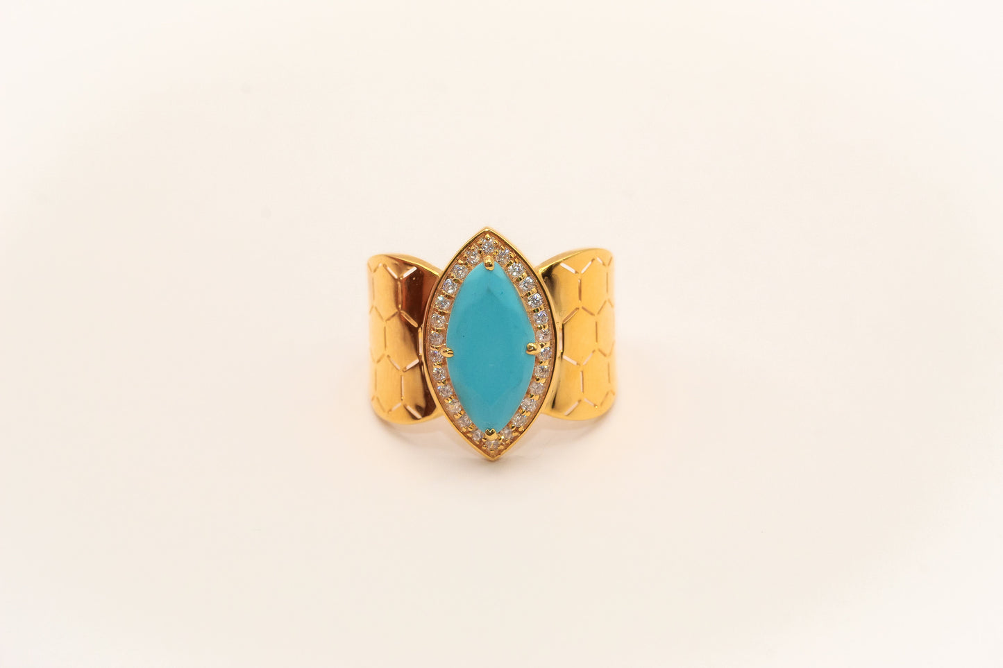 21K Gold Turquoise Studded Ring