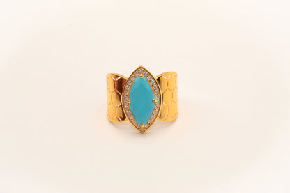 21K Gold Turquoise Studded Ring