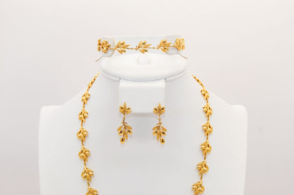 21k gold olive leaf set