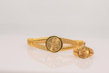 21K Gold Bracelet Ring Set