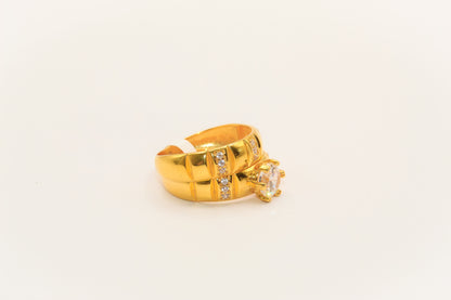 21K Gold Solitaire Wedding Ring Set