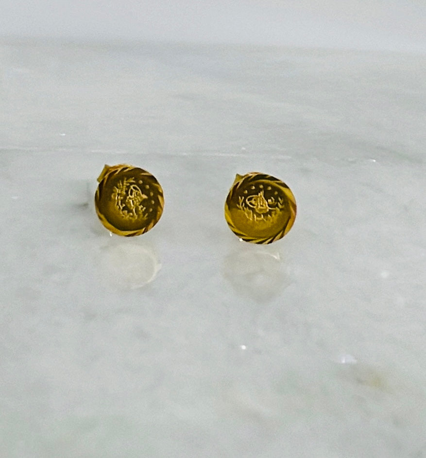 21k Gold mini coin earrings