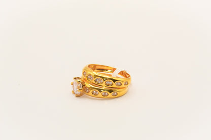 21K Gold Solitaire Wedding Ring Set
