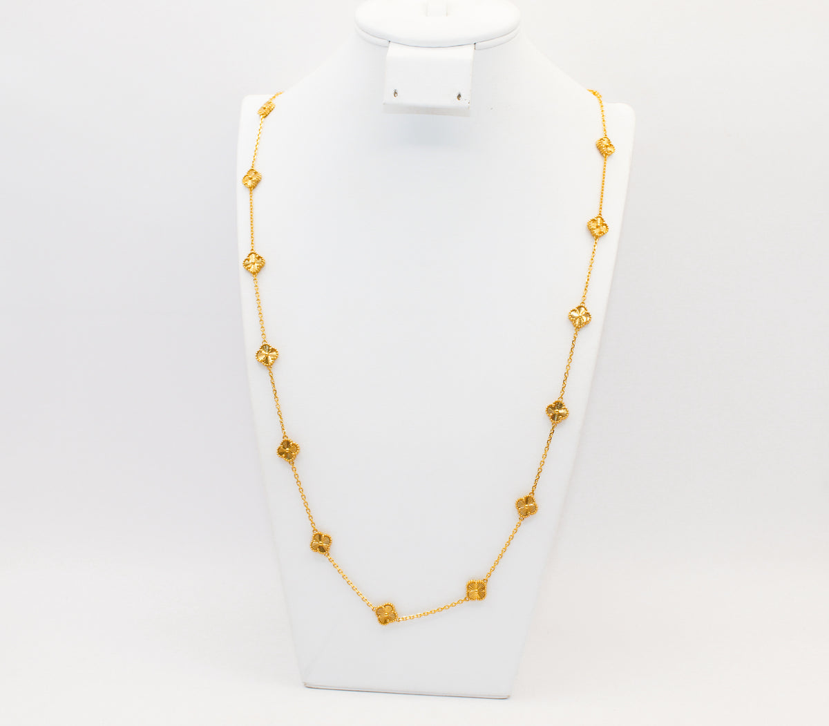 21K Gold Long Flower Necklace