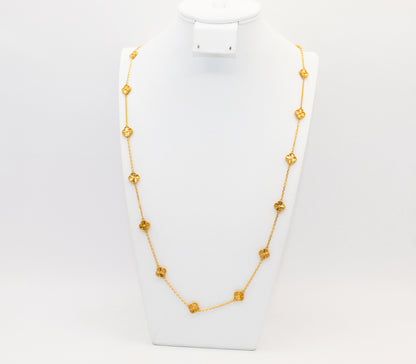 21K Gold Long Flower Necklace