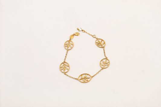 21K Gold Oval Leaf Bracelet
