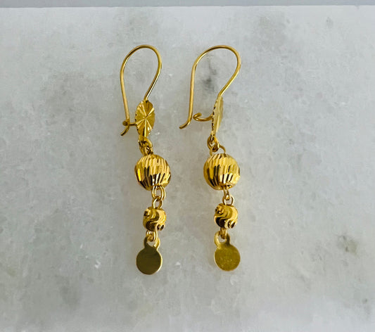 21k Gold Ball Dangle Earrings