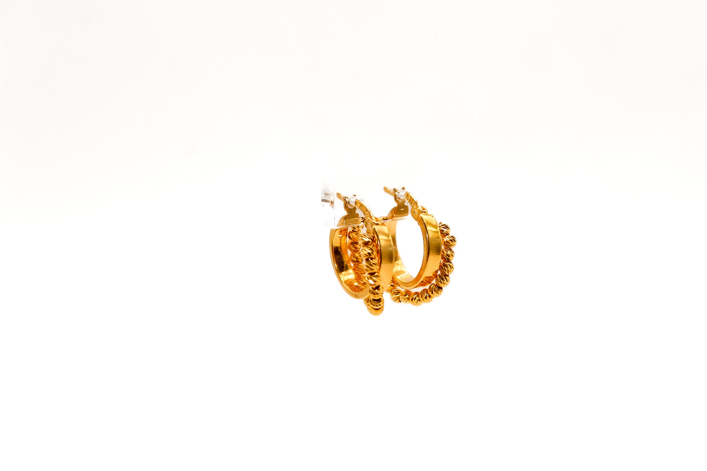 21K Gold Bead Hoop Earrings