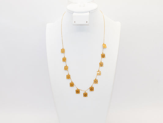 21K Gold Simple Square Charm Necklace
