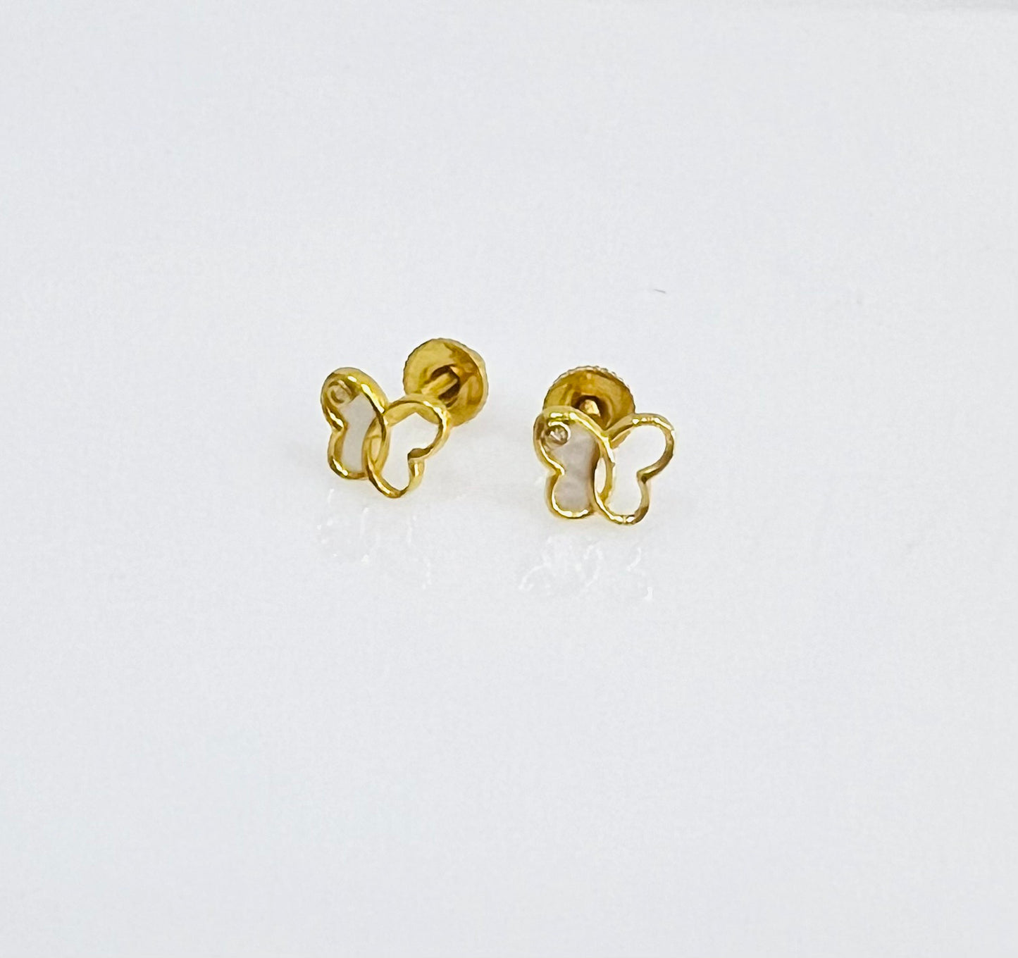 21k Gold Butterfly Screw Back Earrings