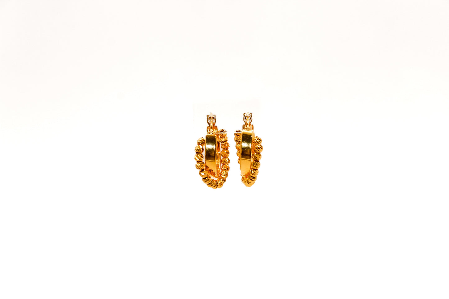21K Gold Bead Hoop Earrings