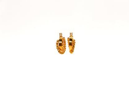 21K Gold Bead Hoop Earrings