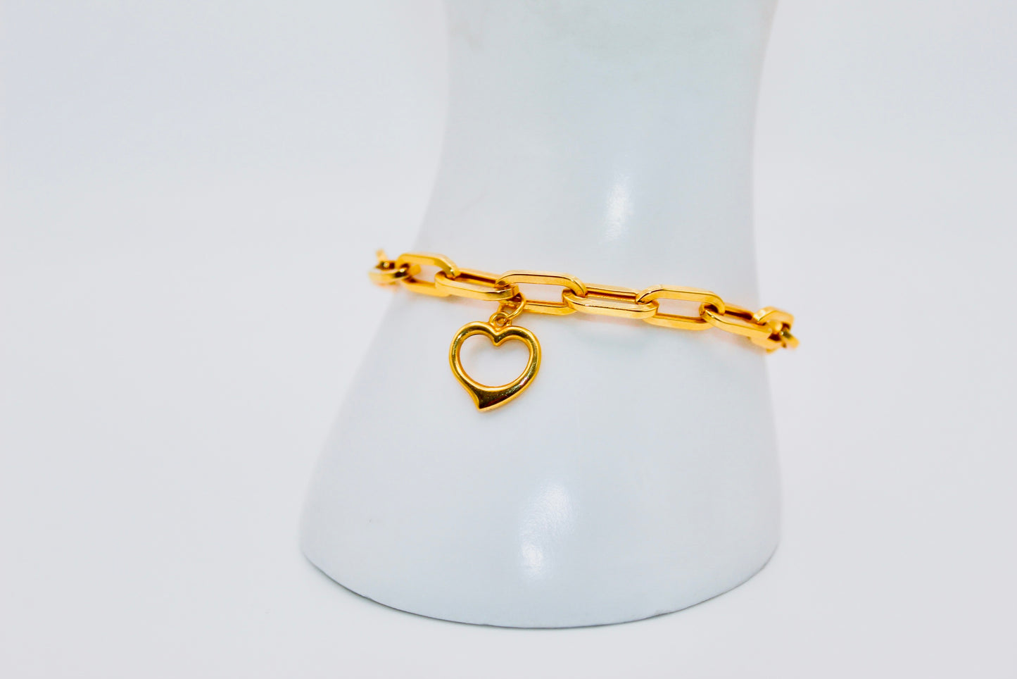 21k Gold Heart Clip Bracelet