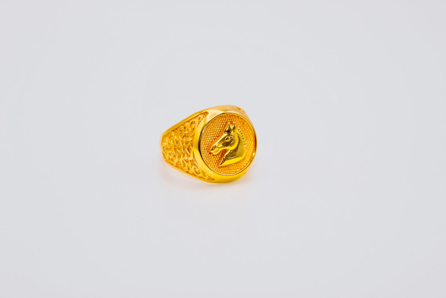 21k Gold Horse Mens Ring