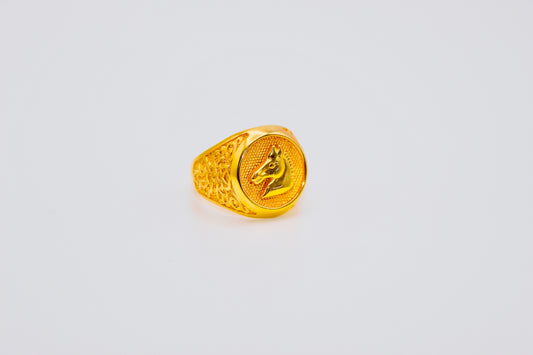 21k Gold Horse Mens Ring