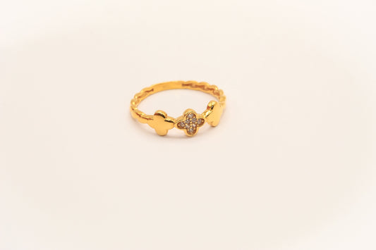 21K Gold Mini 3 Clover Ring