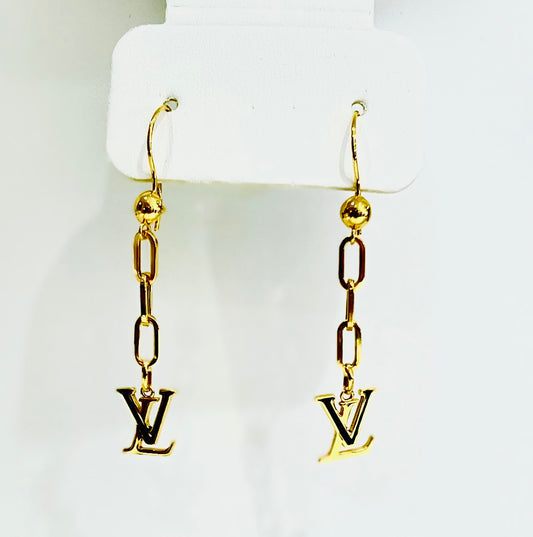 21k Gold Lv Dangle Earrings