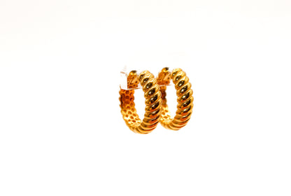 21K Gold Rope Hoop Earrings