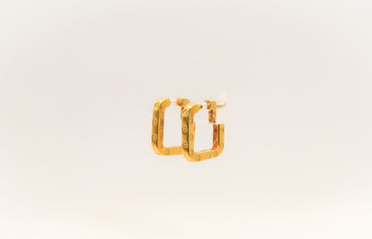 21K Gold Square Mini Huggies Earrings