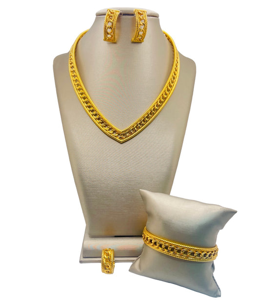 21k Gold V Neck Shaped Himo Set