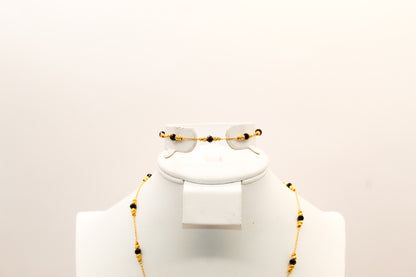 21K Gold Black Bead Coin Necklace