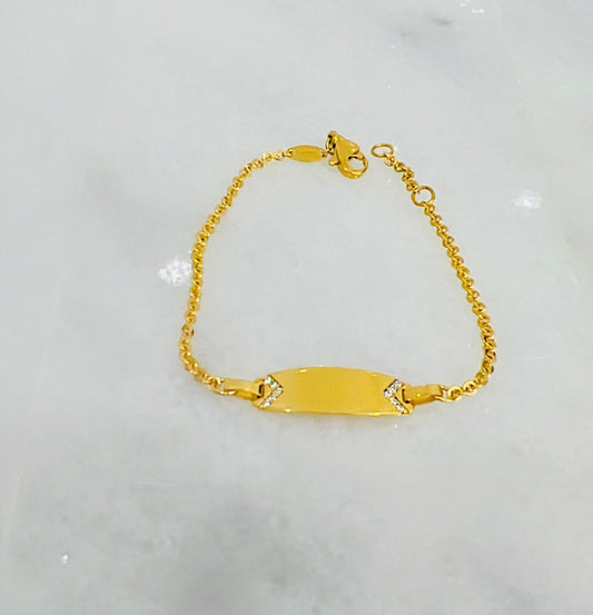 21k Gold Kids Engravable ID Bracelet