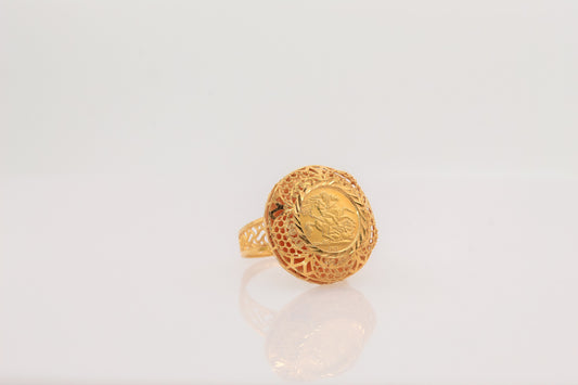 21K Gold Coin Ring