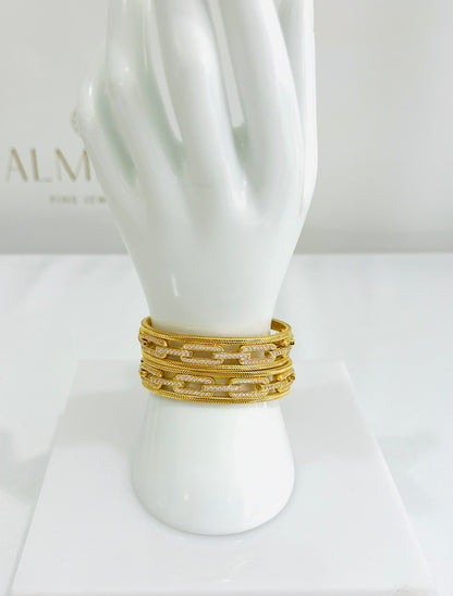 21k Gold Himo Link Cuff Bracelet