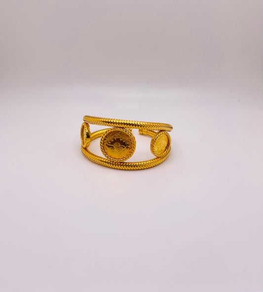 21k Gold Himo Coin Cuff Bracelet