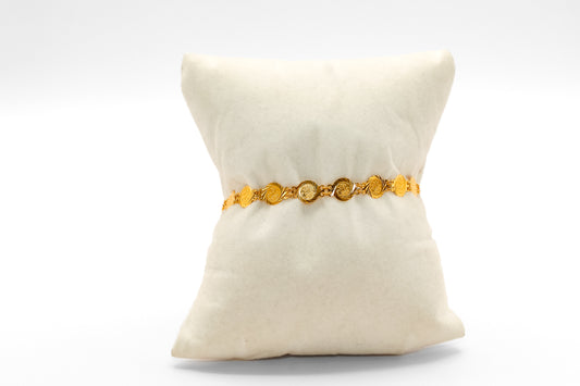 21K Gold Delicate Coin Bracelet