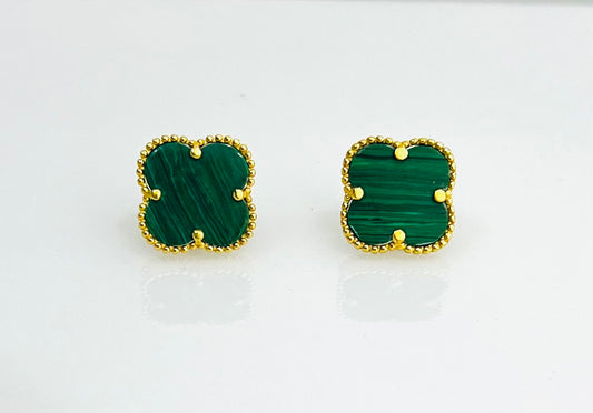 21k Gold Malachite Earrings